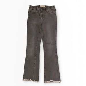 Free People Washed Black Low Rise Flared Jeans Raw Hem Cropped Size 24 Slim Fit